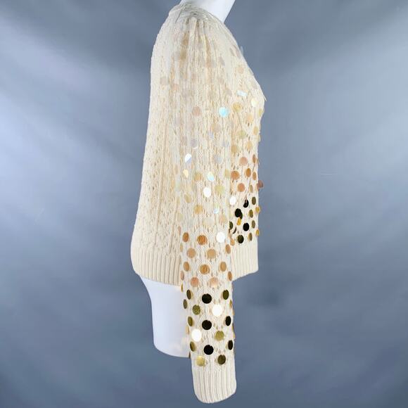 MARC JACOBS Size M Cream Gold Wool Cashmere Payettes Sweater - Picture 2 of 7